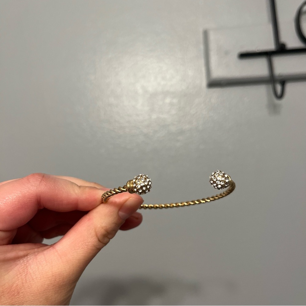 GUESS Gold-Tone Adjustable Crystal Cuff Bracelet